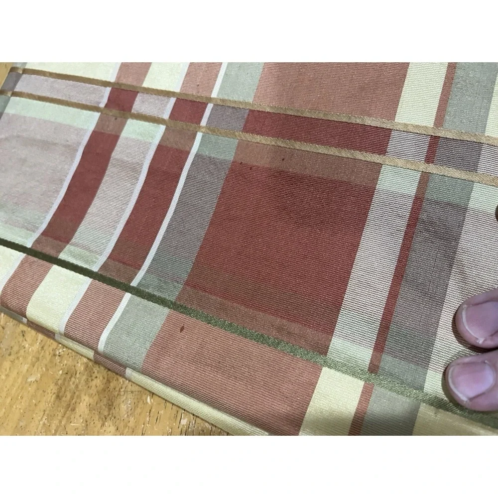 JC Penny Chris Madden Silk Curtain Panels Set of 2 Gold Rust Plaid Lined 41x82